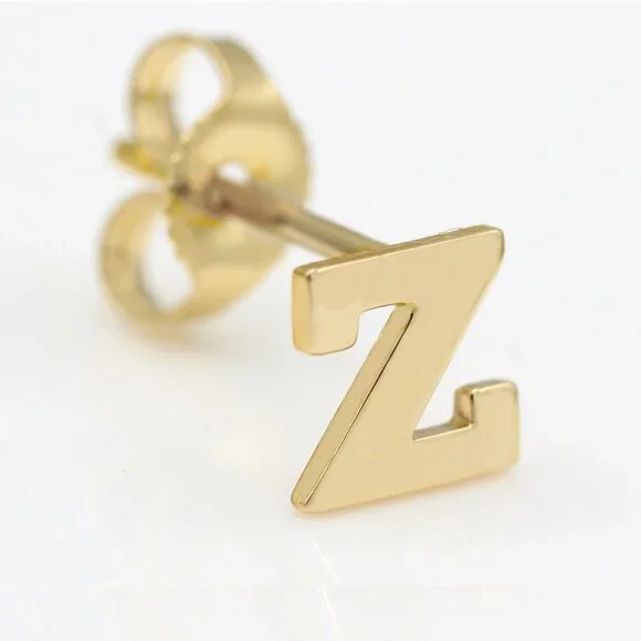 14k Gold Mini Alphabet Earrings Studs Sold as a Pair Fit for any Age - Picture 10 of 17